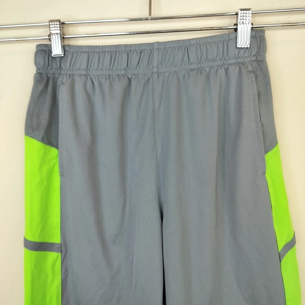 Nike Basketball Shorts Boys Large Dri-Fit Athletic Gray Neon Green Pockets